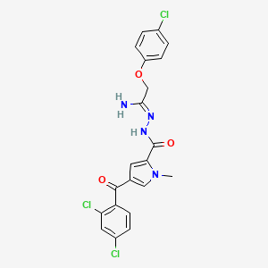 molecular formula C21H17Cl3N4O3 B3127546 N'-[2-(4-chlorophenoxy)ethanimidoyl]-4-(2,4-dichlorobenzoyl)-1-methyl-1H-pyrrole-2-carbohydrazide CAS No. 338418-86-3