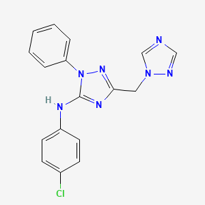 molecular formula C17H14ClN7 B3127549 N-(4-chlorophenyl)-1-phenyl-3-(1H-1,2,4-triazol-1-ylmethyl)-1H-1,2,4-triazol-5-amine CAS No. 338418-88-5