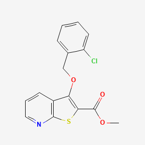 molecular formula C16H12ClNO3S B3127573 Methyl 3-[(2-chlorophenyl)methoxy]thieno[2,3-b]pyridine-2-carboxylate CAS No. 338419-37-7