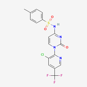 molecular formula C17H12ClF3N4O3S B3127603 N-[1-[3-chloro-5-(trifluoromethyl)pyridin-2-yl]-2-oxopyrimidin-4-yl]-4-methylbenzenesulfonamide CAS No. 338420-40-9