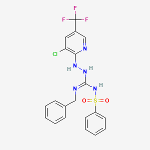 molecular formula C20H17ClF3N5O2S B3127630 N-((benzylamino){2-[3-chloro-5-(trifluoromethyl)-2-pyridinyl]hydrazino}methylene)benzenesulfonamide CAS No. 338420-79-4