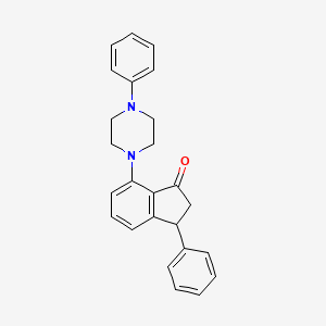 molecular formula C25H24N2O B3127636 3-苯基-7-(4-苯基哌嗪基)-1-茚满酮 CAS No. 338420-90-9