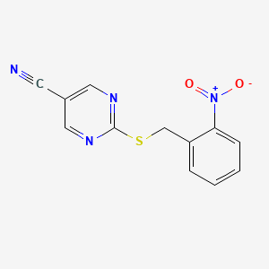 molecular formula C12H8N4O2S B3127638 2-((2-硝基苄基)硫烷基)-5-嘧啶甲腈 CAS No. 338420-96-5