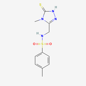 molecular formula C11H14N4O2S2 B3127665 4-甲基-N-[(4-甲基-5-硫代-4H-1,2,4-三唑-3-基)甲基]苯磺酰胺 CAS No. 338421-91-3