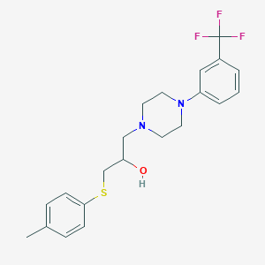 molecular formula C21H25F3N2OS B3127678 1-[(4-Methylphenyl)sulfanyl]-3-{4-[3-(trifluoromethyl)phenyl]piperazino}-2-propanol CAS No. 338422-13-2