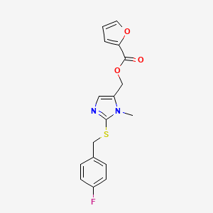 molecular formula C17H15FN2O3S B3127692 {2-[(4-fluorobenzyl)sulfanyl]-1-methyl-1H-imidazol-5-yl}methyl 2-furoate CAS No. 338422-42-7