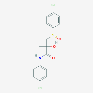 molecular formula C16H15Cl2NO3S B3127728 N-(4-chlorophenyl)-3-[(4-chlorophenyl)sulfinyl]-2-hydroxy-2-methylpropanamide CAS No. 338424-13-8