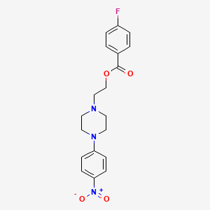 molecular formula C19H20FN3O4 B3127760 2-[4-(4-硝基苯基)哌嗪基]乙基 4-氟苯甲酸酯 CAS No. 338748-59-7