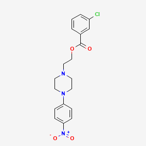 molecular formula C19H20ClN3O4 B3127768 2-[4-(4-Nitrophenyl)piperazino]ethyl 3-chlorobenzenecarboxylate CAS No. 338748-60-0