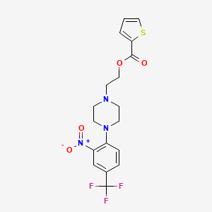 molecular formula C18H18F3N3O4S B3127769 2-[4-[2-nitro-4-(trifluoromethyl)phenyl]piperazin-1-yl]ethyl Thiophene-2-carboxylate CAS No. 338748-61-1
