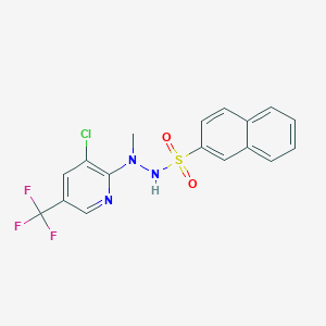 molecular formula C17H13ClF3N3O2S B3127776 N'-[3-氯-5-(三氟甲基)吡啶-2-基]-N'-甲基萘-2-磺酰肼 CAS No. 338748-70-2