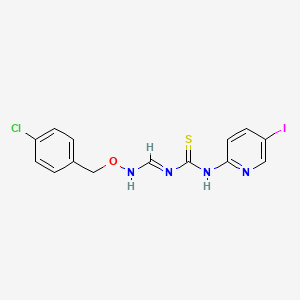 molecular formula C14H12ClIN4OS B3127792 N-({[(4-chlorobenzyl)oxy]amino}methylene)-N'-(5-iodo-2-pyridinyl)thiourea CAS No. 338748-99-5