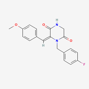 molecular formula C19H17FN2O3 B3127816 (6E)-1-[(4-fluorophenyl)methyl]-6-[(4-methoxyphenyl)methylidene]piperazine-2,5-dione CAS No. 338750-16-6