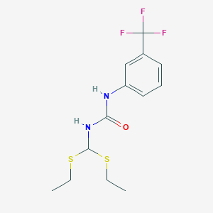 molecular formula C13H17F3N2OS2 B3127862 N-[bis(ethylsulfanyl)methyl]-N'-[3-(trifluoromethyl)phenyl]urea CAS No. 338752-76-4