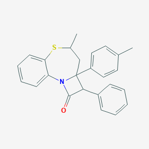 molecular formula C25H23NOS B312790 4-methyl-2a-(4-methylphenyl)-2-phenyl-2,2a,3,4-tetrahydro-1H-azeto[2,1-d][1,5]benzothiazepin-1-one 