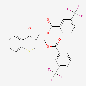 molecular formula C27H18F6O5S B3127902 [4-oxo-3-[[3-(trifluoromethyl)benzoyl]oxymethyl]-2H-thiochromen-3-yl]methyl 3-(trifluoromethyl)benzoate CAS No. 338755-74-1