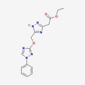 ethyl 2-(3-{[(1-phenyl-1H-1,2,4-triazol-3-yl)oxy]methyl}-1H-1,2,4-triazol-5-yl)acetate
