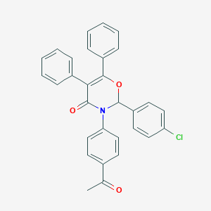 molecular formula C30H22ClNO3 B312792 2-(4-Chlorophenyl)-3-(4-acetylphenyl)-5,6-diphenyl-2,3-dihydro-4H-1,3-oxazine-4-one 