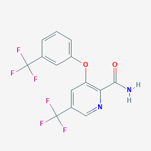 molecular formula C14H8F6N2O2 B3127937 5-(Trifluoromethyl)-3-[3-(trifluoromethyl)phenoxy]pyridine-2-carboxamide CAS No. 338758-33-1