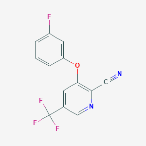 molecular formula C13H6F4N2O B3127944 3-(3-Fluorophenoxy)-5-(trifluoromethyl)-2-pyridinecarbonitrile CAS No. 338758-39-7