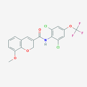 molecular formula C18H12Cl2F3NO4 B3127951 N-[2,6-dichloro-4-(trifluoromethoxy)phenyl]-8-methoxy-2H-chromene-3-carboxamide CAS No. 338759-97-0