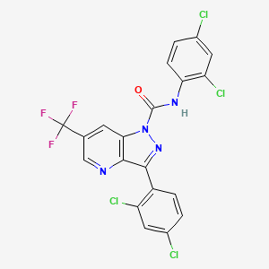 molecular formula C20H9Cl4F3N4O B3127994 N,3-双(2,4-二氯苯基)-6-(三氟甲基)-1H-吡唑并[4,3-b]吡啶-1-甲酰胺 CAS No. 338770-52-8
