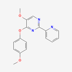 molecular formula C17H15N3O3 B3127995 5-Methoxy-4-(4-methoxyphenoxy)-2-(2-pyridinyl)pyrimidine CAS No. 338771-29-2