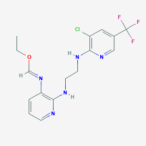 molecular formula C16H17ClF3N5O B3128009 N-[2-[2-[[3-氯-5-(三氟甲基)吡啶-2-基]氨基]乙氨基]吡啶-3-基]甲亚胺酸乙酯 CAS No. 338772-59-1
