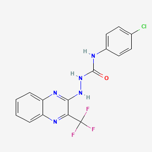 molecular formula C16H11ClF3N5O B3128028 N-(4-氯苯基)-2-[3-(三氟甲基)-2-喹喔啉基]-1-肼基甲酰胺 CAS No. 338773-08-3