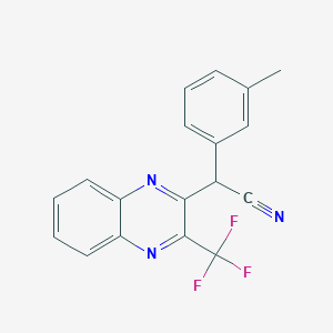 molecular formula C18H12F3N3 B3128053 2-(3-Methylphenyl)-2-[3-(trifluoromethyl)quinoxalin-2-yl]acetonitrile CAS No. 338773-74-3