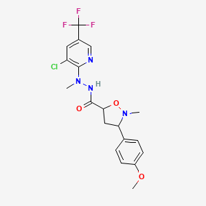 molecular formula C19H20ClF3N4O3 B3128065 N'-[3-chloro-5-(trifluoromethyl)pyridin-2-yl]-3-(4-methoxyphenyl)-N',2-dimethyl-1,2-oxazolidine-5-carbohydrazide CAS No. 338774-93-9