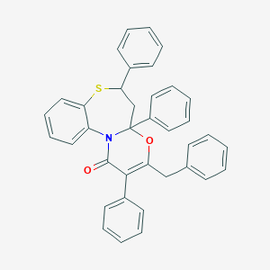 molecular formula C37H29NO2S B312809 3-Benzyl-2,4a,6-triphenyl-5,6-dihydro-[1,3]oxazino[2,3-d][1,5]benzothiazepin-1-one 