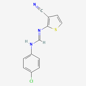 molecular formula C12H8ClN3S B3128097 N-(4-chlorophenyl)-N'-(3-cyanothiophen-2-yl)methanimidamide CAS No. 338777-46-1