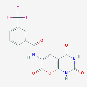 3-(trifluoromethyl)-N-(2,4,7-trioxo-1H-pyrano[2,3-d]pyrimidin-6-yl)benzamide