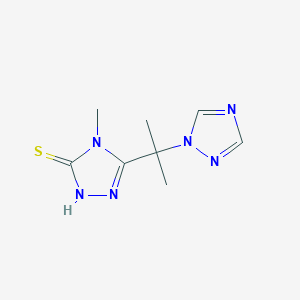 molecular formula C8H12N6S B3128197 4-methyl-5-[1-methyl-1-(1H-1,2,4-triazol-1-yl)ethyl]-4H-1,2,4-triazole-3-thiol CAS No. 338786-78-0