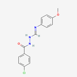 molecular formula C15H14ClN3O2 B3128207 N-[(4-chlorobenzoyl)amino]-N'-(4-methoxyphenyl)methanimidamide CAS No. 338791-41-6