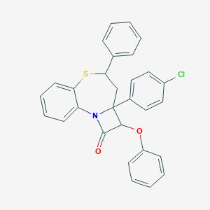 molecular formula C29H22ClNO2S B312822 5-(4-Chlorophenyl)-4-phenoxy-7-phenyl-8-thia-2-azatricyclo[7.4.0.02,5]trideca-1(13),9,11-trien-3-one 