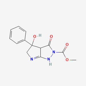 molecular formula C13H13N3O4 B3128221 methyl 4-hydroxy-3-oxo-4-phenyl-3a,4,5,6-tetrahydropyrrolo[2,3-c]pyrazole-2(3H)-carboxylate CAS No. 338791-55-2