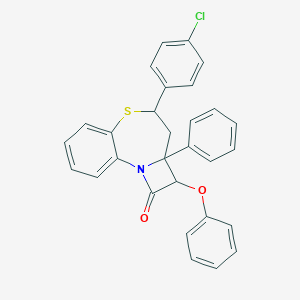 molecular formula C29H22ClNO2S B312823 7-(4-Chlorophenyl)-4-phenoxy-5-phenyl-8-thia-2-azatricyclo[7.4.0.02,5]trideca-1(13),9,11-trien-3-one 