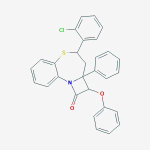 molecular formula C29H22ClNO2S B312824 7-(2-Chlorophenyl)-4-phenoxy-5-phenyl-8-thia-2-azatricyclo[7.4.0.02,5]trideca-1(13),9,11-trien-3-one 