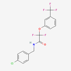 molecular formula C16H11ClF5NO2 B3128240 N-[(4-chlorophenyl)methyl]-2,2-difluoro-2-[3-(trifluoromethyl)phenoxy]acetamide CAS No. 338792-67-9