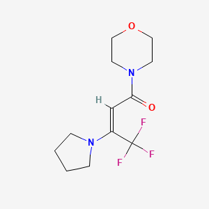 molecular formula C12H17F3N2O2 B3128251 4,4,4-Trifluoro-1-morpholino-3-(1-pyrrolidinyl)-2-buten-1-one CAS No. 338792-93-1