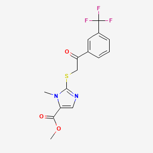molecular formula C15H13F3N2O3S B3128261 methyl 1-methyl-2-({2-oxo-2-[3-(trifluoromethyl)phenyl]ethyl}sulfanyl)-1H-imidazole-5-carboxylate CAS No. 338793-15-0