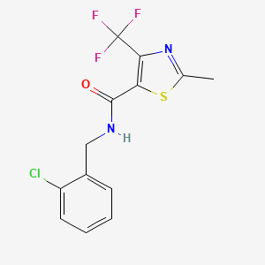 molecular formula C13H10ClF3N2OS B3128268 N-[(2-chlorophenyl)methyl]-2-methyl-4-(trifluoromethyl)-1,3-thiazole-5-carboxamide CAS No. 338793-21-8