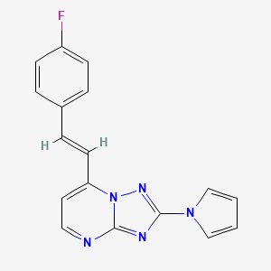 molecular formula C17H12FN5 B3128270 7-[(E)-2-(4-fluorophenyl)ethenyl]-2-pyrrol-1-yl-[1,2,4]triazolo[1,5-a]pyrimidine CAS No. 338793-26-3