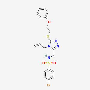 molecular formula C20H21BrN4O3S2 B3128300 4-溴-N-[[5-(2-苯氧基乙基硫代)-4-丙-2-烯基-1,2,4-三唑-3-基]甲基]苯磺酰胺 CAS No. 338794-45-9