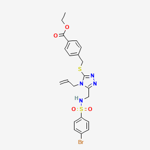 Ethyl 4-[[5-[[(4-bromophenyl)sulfonylamino]methyl]-4-prop-2-enyl-1,2,4-triazol-3-yl]sulfanylmethyl]benzoate