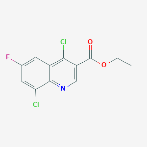 molecular formula C12H8Cl2FNO2 B3128330 Ethyl 4,8-dichloro-6-fluoro-3-quinolinecarboxylate CAS No. 338795-22-5