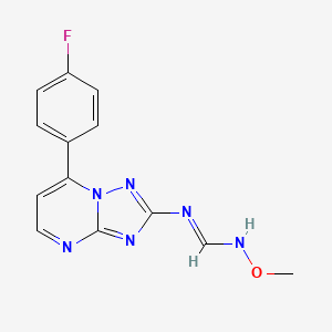 molecular formula C13H11FN6O B3128338 N'-[7-(4-氟苯基)-[1,2,4]三唑并[1,5-a]嘧啶-2-基]-N-甲氧基甲亚胺酰胺 CAS No. 338953-52-9