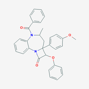 molecular formula C32H28N2O4 B312836 5-benzoyl-2a-(4-methoxyphenyl)-4-methyl-2-phenoxy-2a,3,4,5-tetrahydroazeto[1,2-a][1,5]benzodiazepin-1(2H)-one 